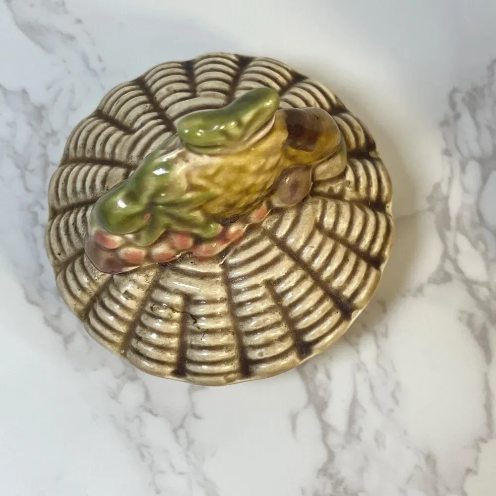 Vintage Tilso Japan Basketweave Teapot, Mid-Century Ceramic Fruit Lid, Retro